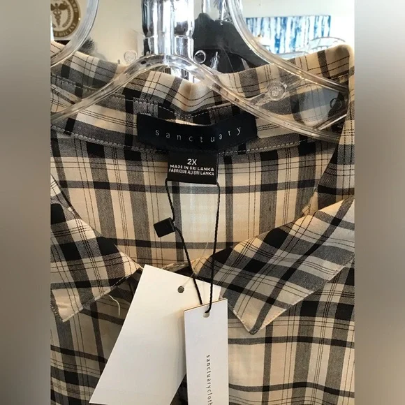 Plaid Button-Up Shirt by Sanctuary NWT Sz xxl - Picture 2 of 4
